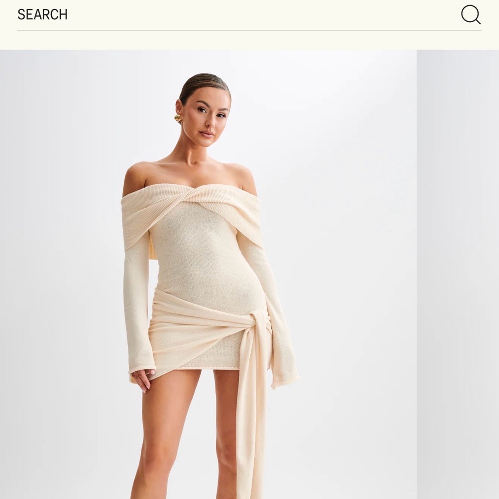 Meshki Off-Shoulder Cream Dress